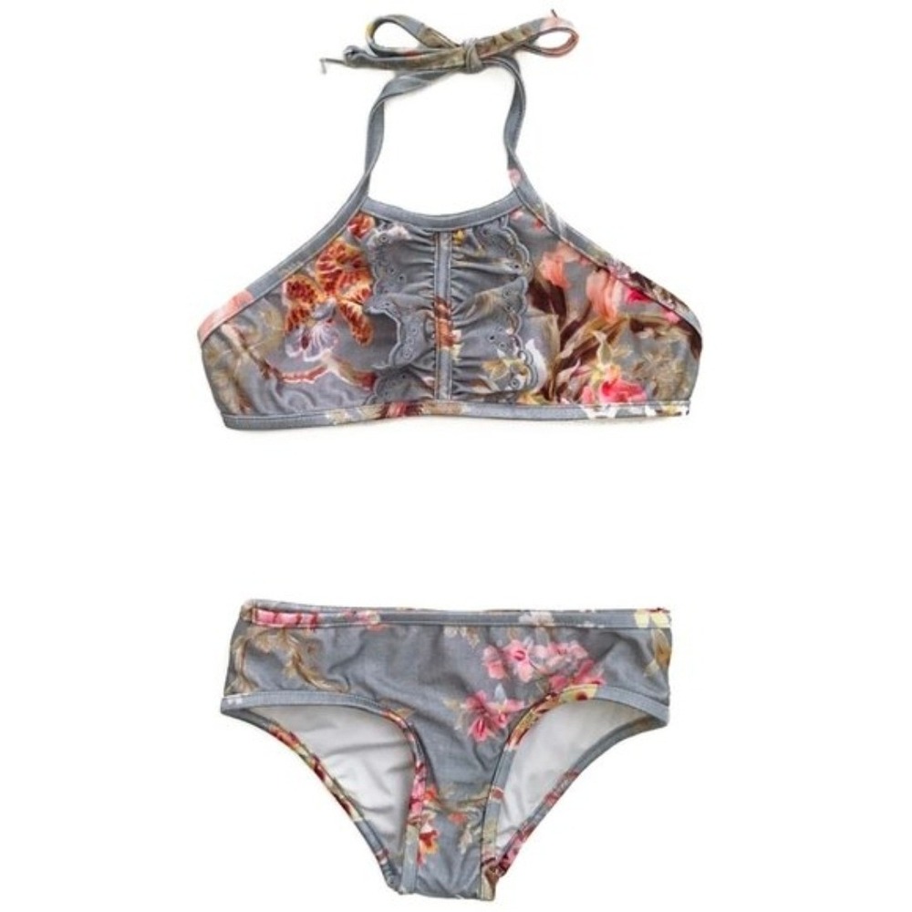 Zimmermann Kids Girls Floral Print Bikini‎ Swimsuit Halter Top & Bottoms Size 4
